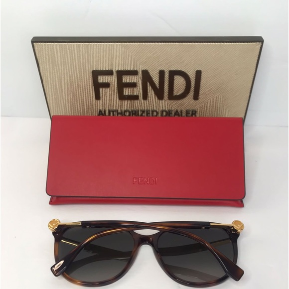 Authentic- Fendi FF 0412/S Sunglasses Dark Havana / Brown Gradient Women's - Picture 11 of 15